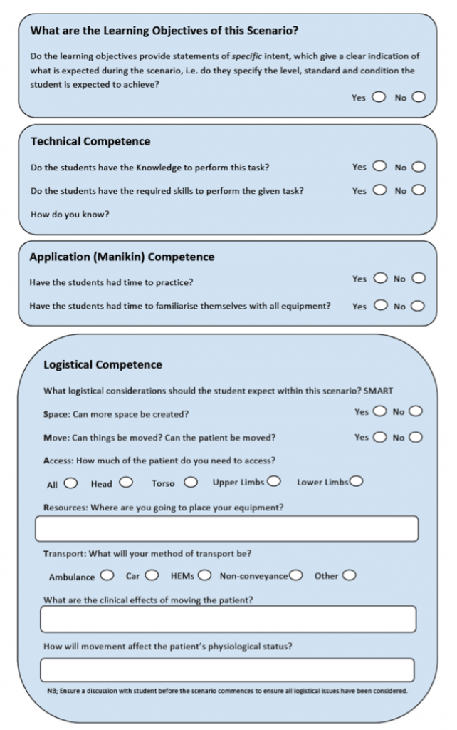 prehospital simulation scenario template