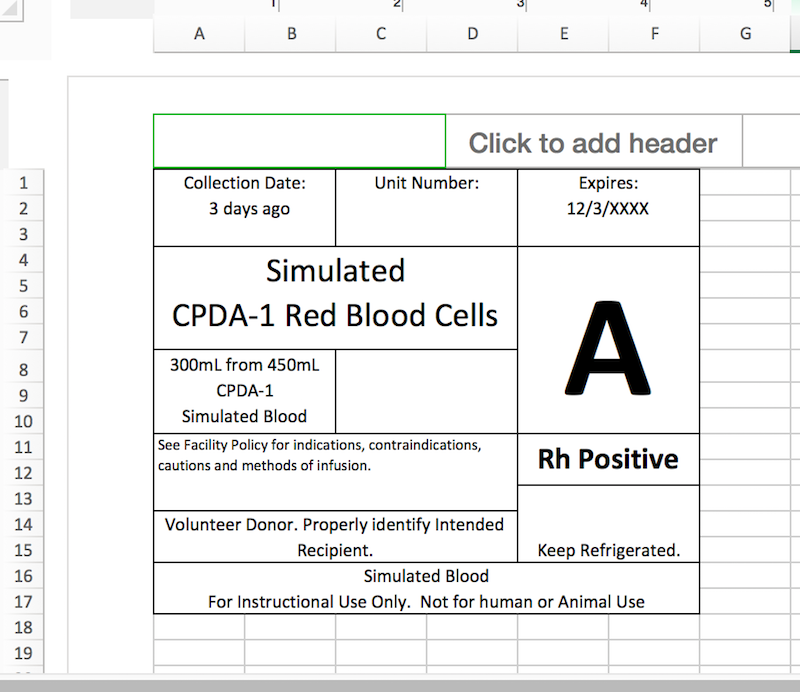 Blood Transfusion Documents and Excel Labels for Simulation in Healthcare — Includes Template